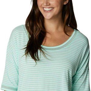 🆕Columbia Women's Slack Water™ Knit 3/4 Sleeve Tee, Mint Cay Stripe, Authentic
